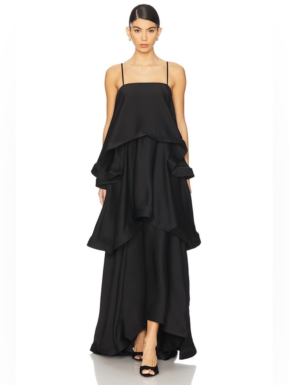 ELLIATT Tilly Black Tiered Chiffon Maxi Dress Revolve